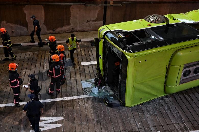 In Pictures: Bus Flips On Side After Collision At Bukit Batok ...