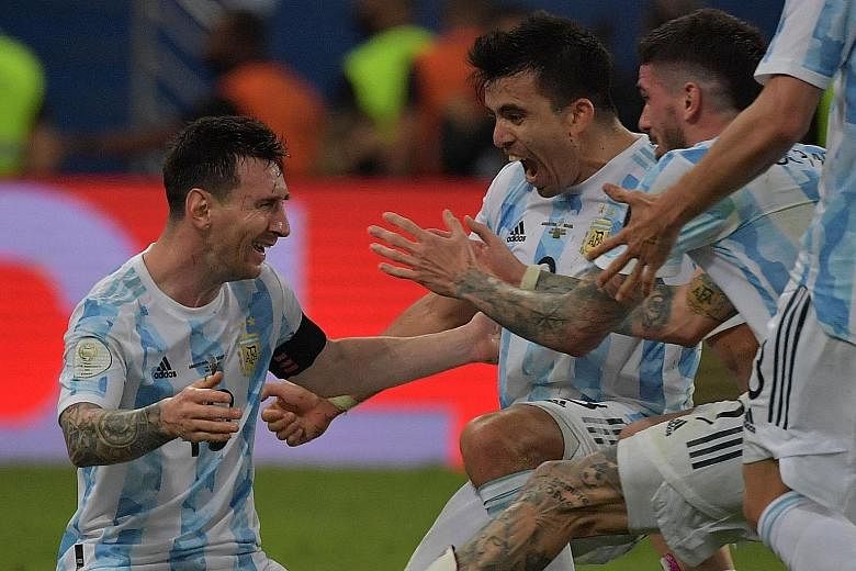 Argentina captain Lionel Messi in tears as he celebrates the team's 1-0 Copa America final win over Brazil on Saturday. He had four goals and five assists at this tournament.