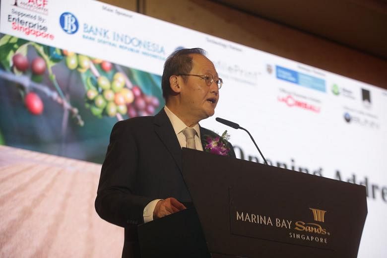 Dr Tan See Leng, Minister for Manpower and Second Minister for Trade and Industry, speaking at the Singapore Speciality Coffee Auction yesterday.
