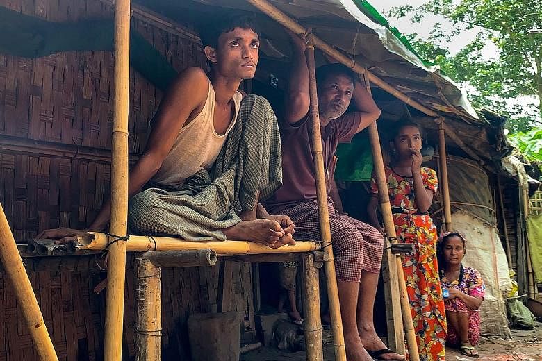 Displaced Rohingya people at the Thet Kay Pyin camp in Sittwe, Rakhine state, last month. The Rohingya have long been seen by Myanmar as interlopers from Bangladesh and have been denied citizenship, rights and access to services.