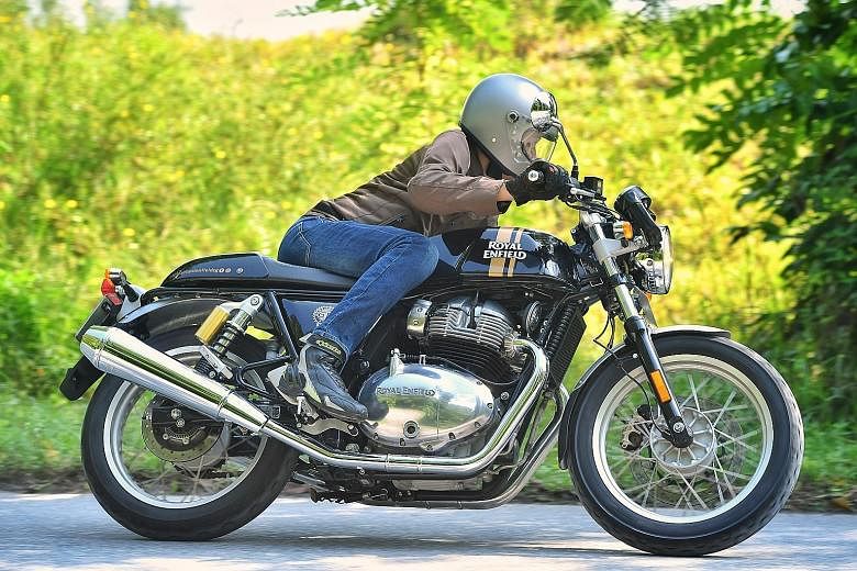 Royal Enfield's 2021 Continental GT 650 (above) handles like a sports motorcycle, brakes robustly and sports a retro design.