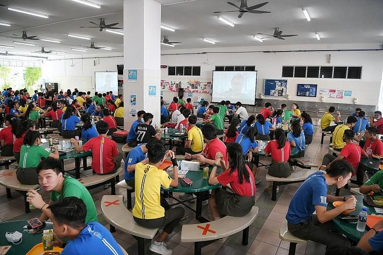 Tampines Secondary School students watching videos to mark Racial Harmony Day last year. One important takeaway from various studies is that multicultural education must be introduced in pre-schools and reinforced throughout primary, secondary and ev