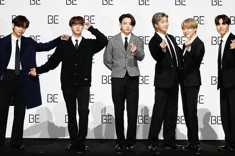 Members of South Korean boy band BTS (from left) V, Jin, Jungkook, RM, Jimin and J-Hope.