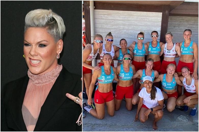 US singer Pink offers to pay bikini fine for Norway beach handball