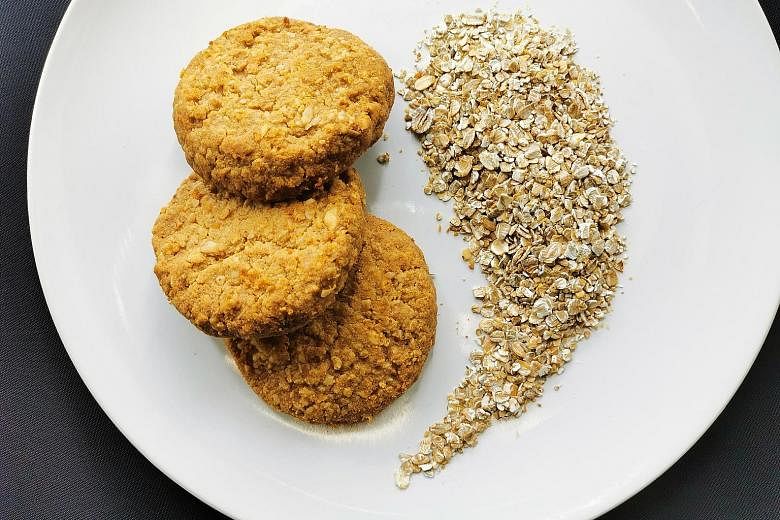 Left: The oat cookie is one of many low-GI snacks and drinks to be developed by Nutriient, a spin-off from A*Star's Singapore Institute of Food and Biotechnology Innovation. Right: Local foodtech start-up KosmodeHealth's starchless noodles, made from