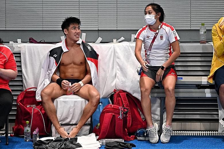 Mr Lee Hsien Loong noted that divers Jonathan Chan (left) and Freida Lim were trailblazers as the country's first Olympic divers. Singapore was also represented for the first time in equestrian (Caroline Chew) and marathon swimming (Chantal Liew).