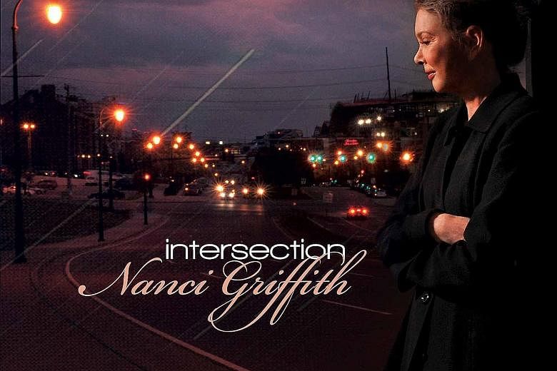 Singer-songwriter Nanci Griffith on the cover of Intersection (2012), her final studio album, where she said she had put to music and words "things that have angered and hurt me".