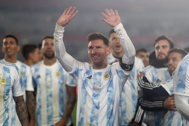 Lionel Messi and Argentina celebrate after defeating the