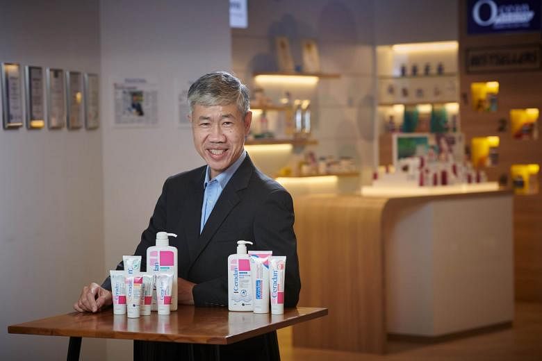 Hyphens Pharma International chief exec Lim See Wah with Ceradan products