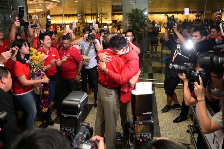 A hug meant so much to Colin and Joseph Schooling The Straits Times