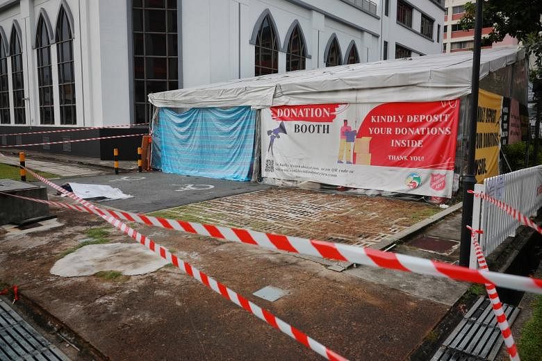 The area at The Salvation Army's booth in Bishan where donated items were placed was cleared on Dec 29, 2021.