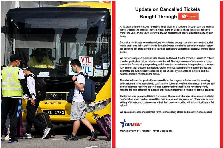 Pelanggan berebut tiket bus JB-S’pore VTL karena pembatalan, gangguan teknis