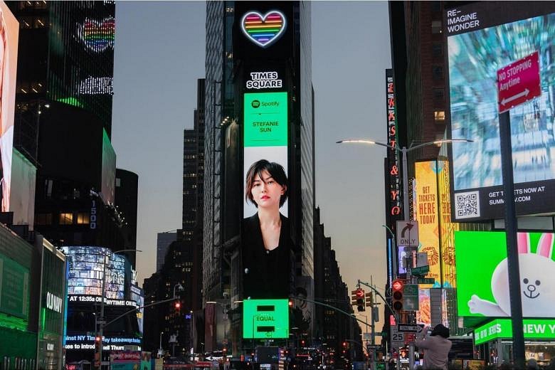 Singapore singer Stefanie Sun appears on New York s Times Square