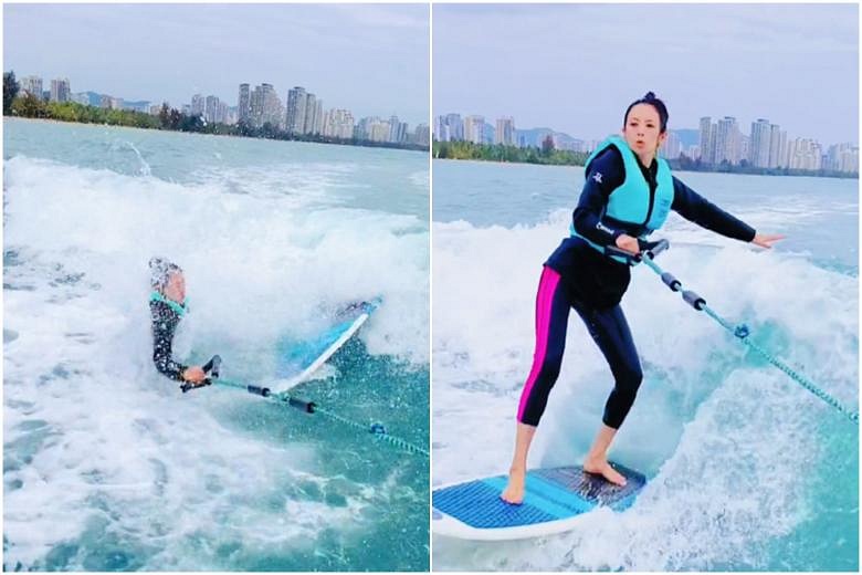 Chinese actress Zhang Ziyi succeeds in wakesurfing after numerous ...