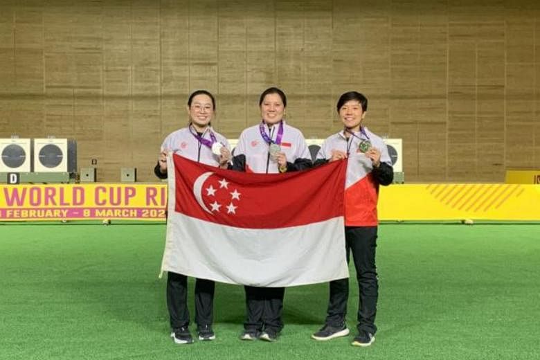 Menembak: Tim pistol 25m putri Singapura memenangkan perak di Piala Dunia di Mesir