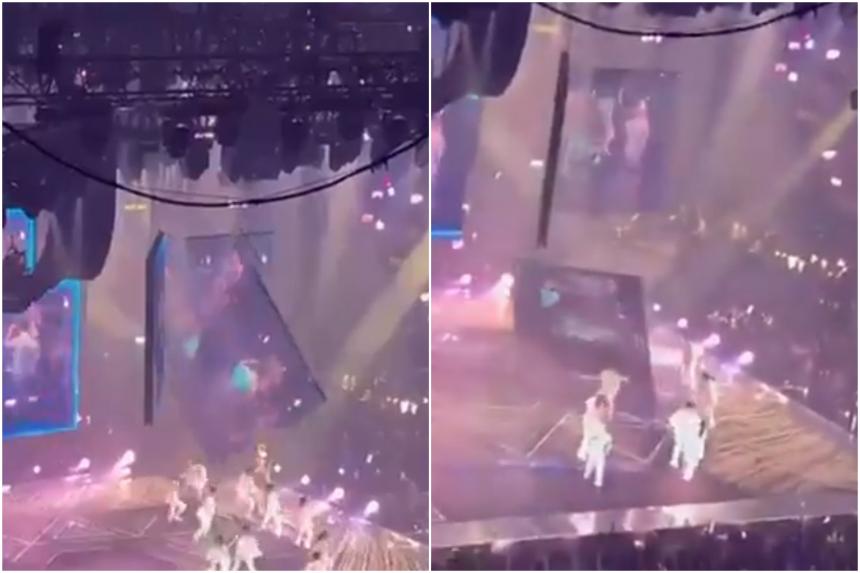 Giant screen falls during boy band Mirror's show in Hong Kong, injuring