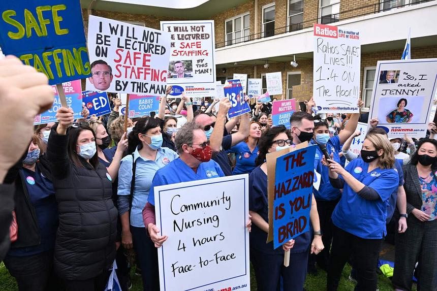 Covid-19 pandemic-weary nurses strike in Australia