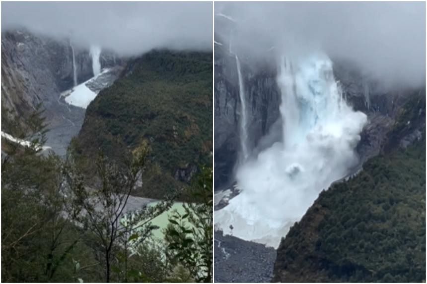 Un glaciar se derrumba en la Patagonia, Chile, en medio de temperaturas abrasadoras