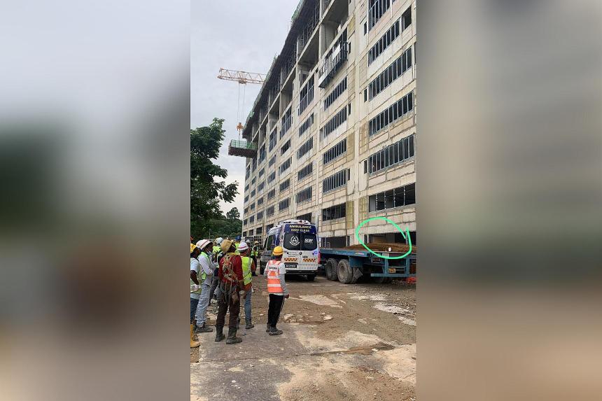 Work Site Fall Worker survives 7-storey fall at Sembawang construction site | The ...
