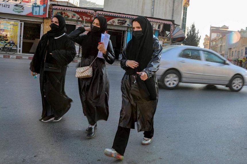 Afghan Women Stage Street Protest Against University Ban | The Straits ...