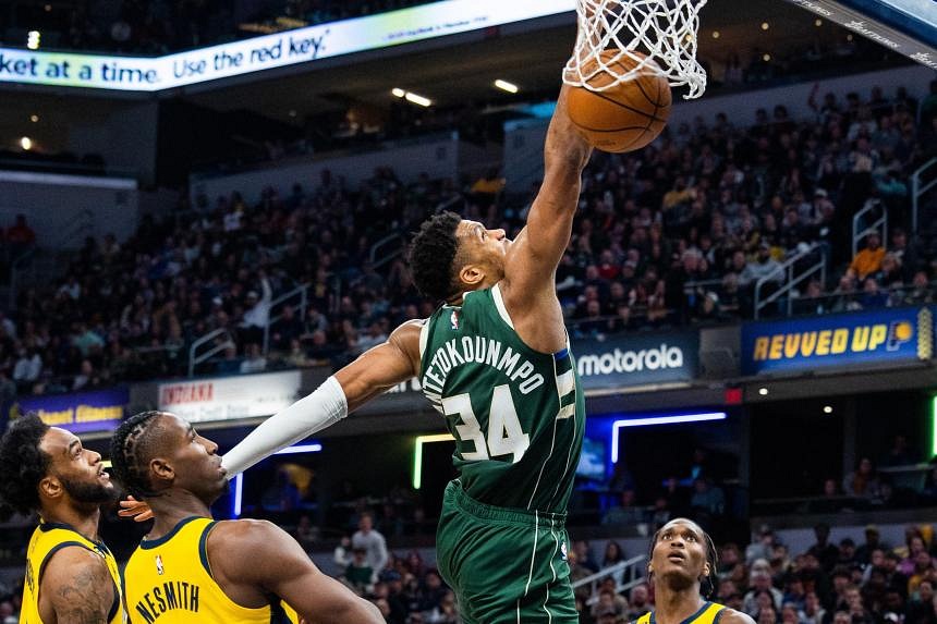 NBA: Antetokounmpo Scores 41 To Power Bucks Past Pacers | The Straits Times