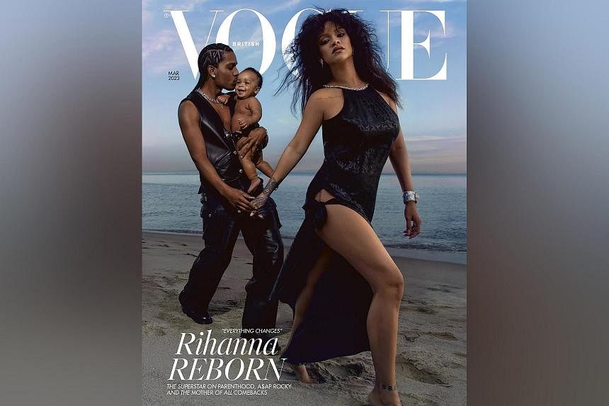Singer Rihanna's baby boy joins her and A$AP Rocky on the cover of 