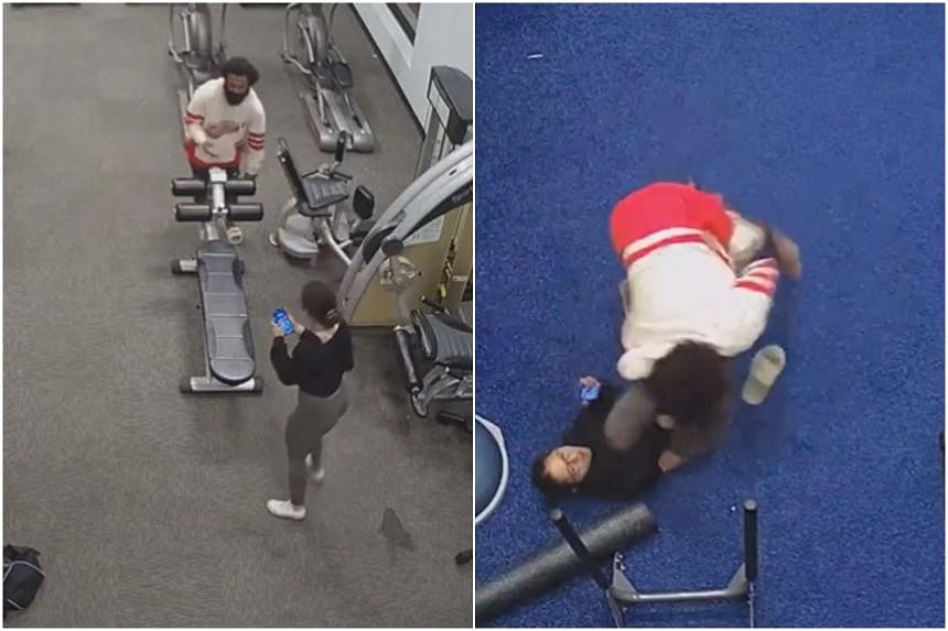 860px x 573px - Harrowing video shows US woman fighting off man trying to rape her inside  gym | The Straits Times