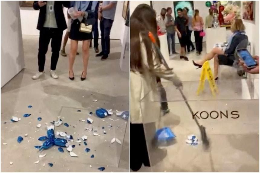 Woman accidentally smashes Jeff Koons 'balloon dog' art piece