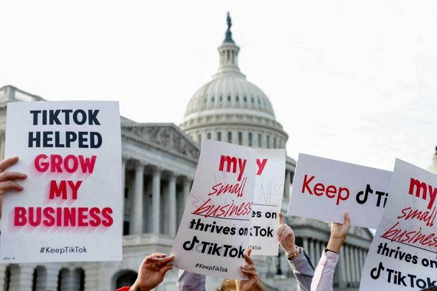 TikTok users protest against proposals for US ban at Congress | The Straits  Times