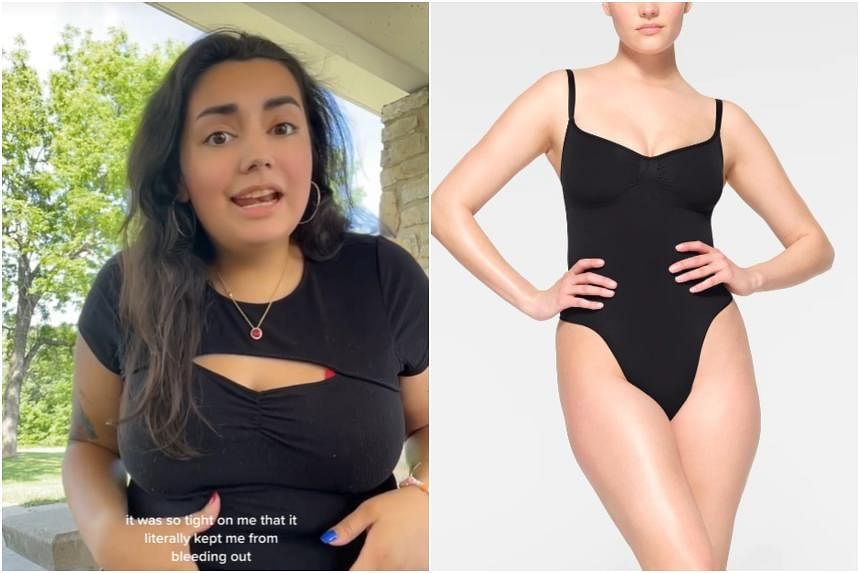 Watch viral video of woman claiming her SKIMS bodysuit sa