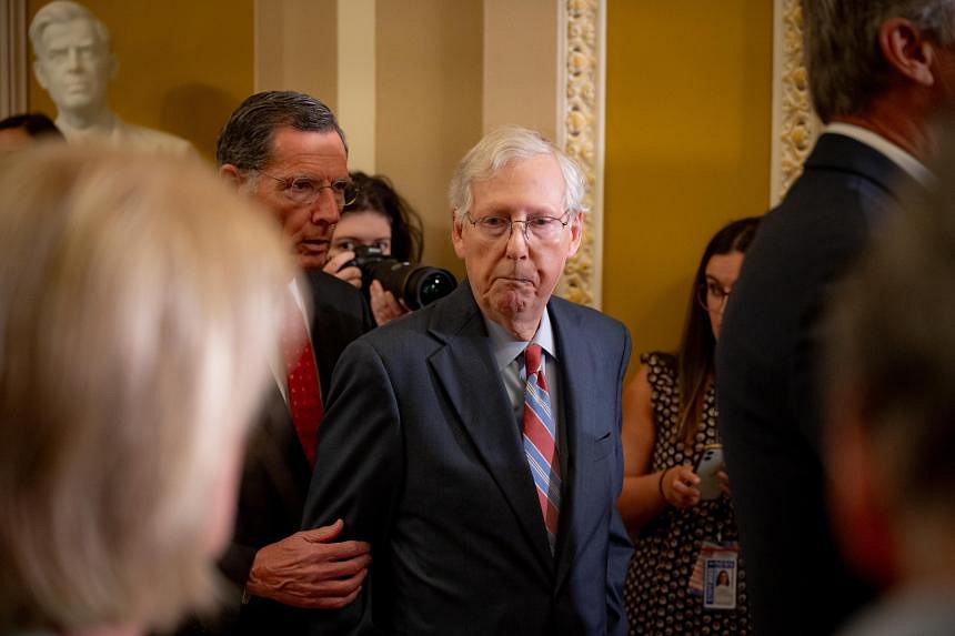 Top US Senate Republican Mitch McConnell freezes, leaves press ...