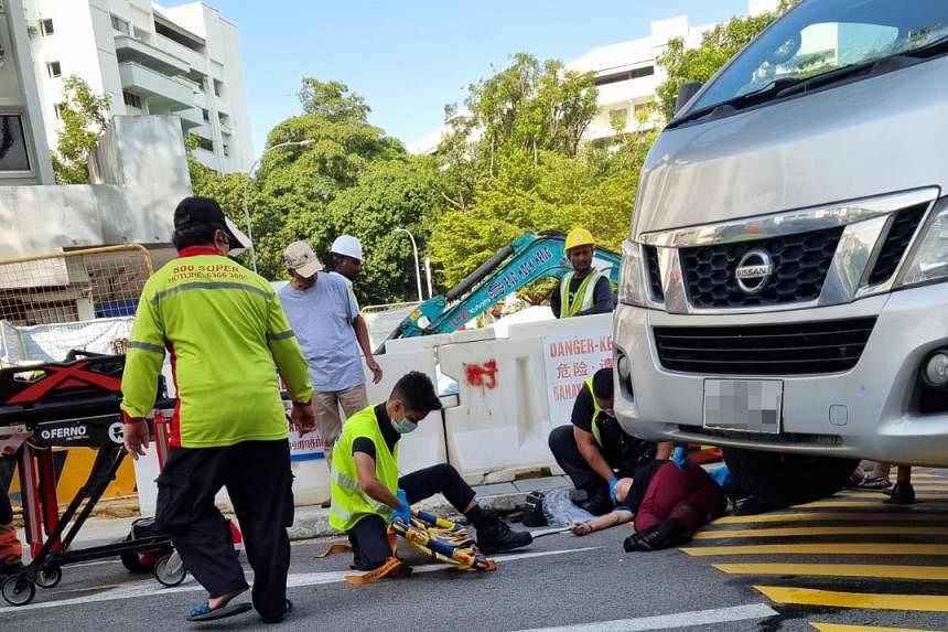 60-year-old woman’s legs pinned under van in Tampines road accident