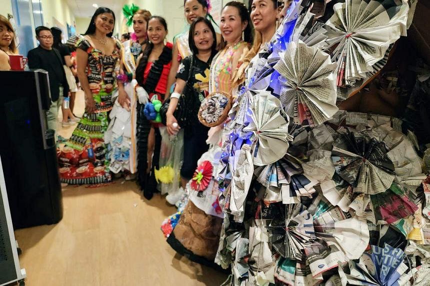 filipino maids model works of couture art they create from household rubbish