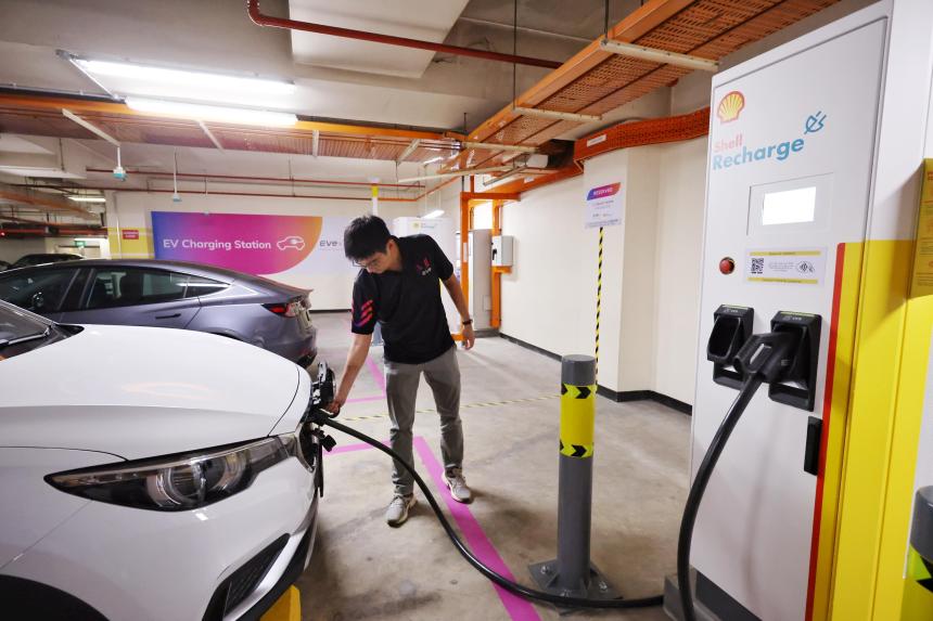 Shell Ac Charger EV chargers installed at 700 HDB carparks; new public fast chargers in ...