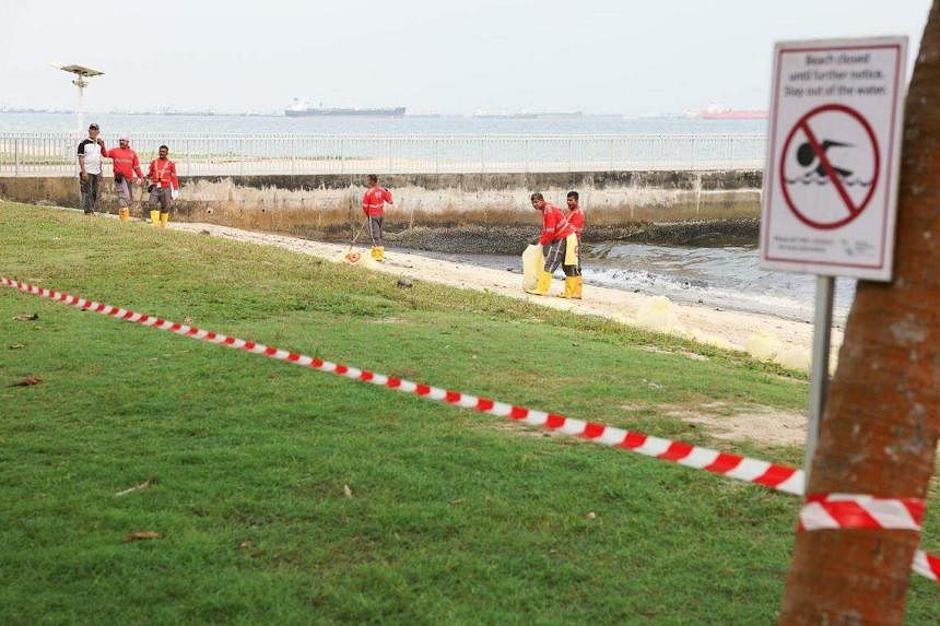 beachfront in parts of east coast park closed amid oil spill; sentosa beaches open but no swimming allowed