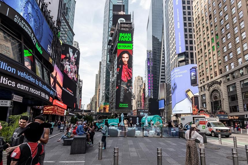 Singaporean singer Iman Fandi appears on NYC’s Times Square billboard for Spotify campaign