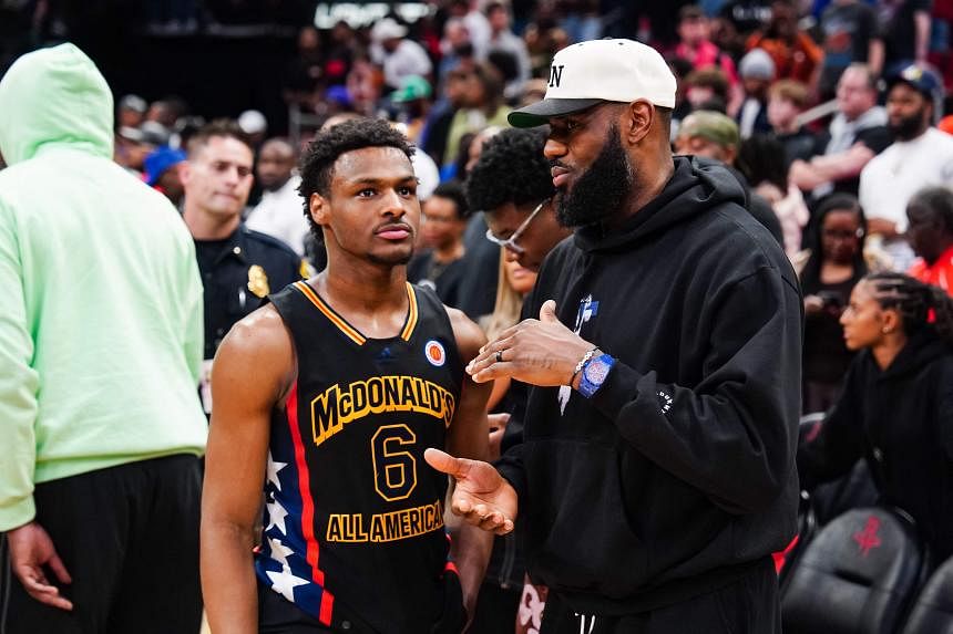 Bronny and LeBron James team up for Los Angeles Lakers in historic first for NBA