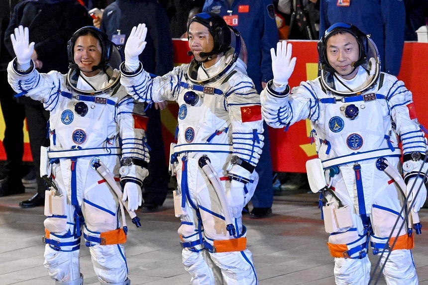 Three-person crew blasts off for China’s Tiangong space station