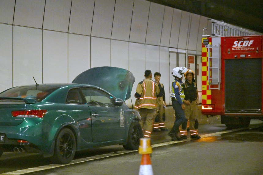 No injuries after car catches fire in KPE tunnel; sprinklers extinguish flames