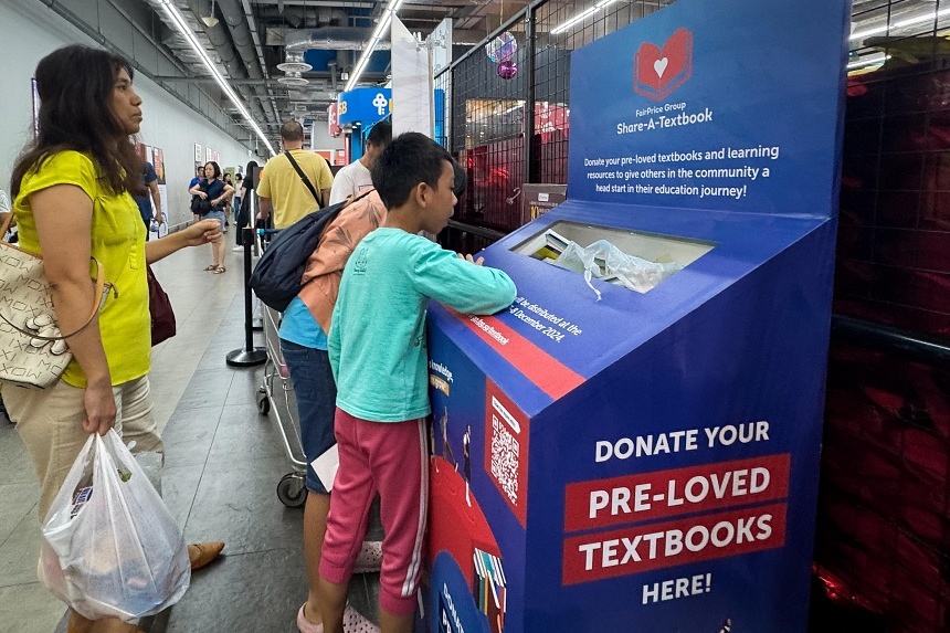 FairPrice kicks off annual textbook donation drive with 11 collection  points across Spore | The Straits Times