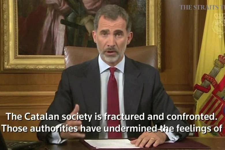 Spain's King Felipe Denounces Catalan Independence Bid | The Straits Times