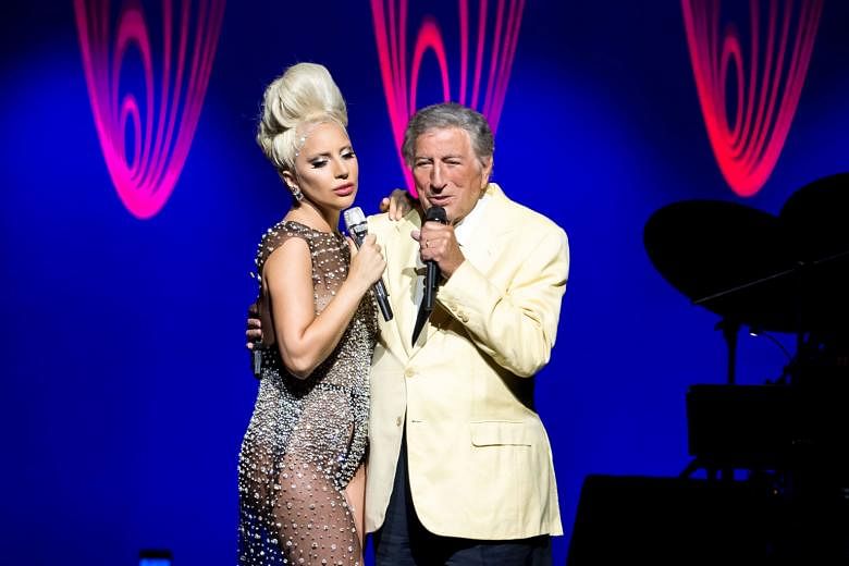 Lady Gaga and Tony Bennett (both left) delivered 30 songs during their 100-minute show.