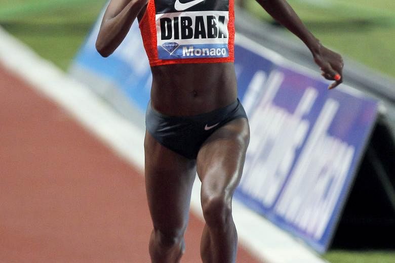 Ethiopia's Genzebe Dibaba winning the women's 1,500m in world-record time at the IAAF Diamond League Athletics meet in Monaco on Friday.