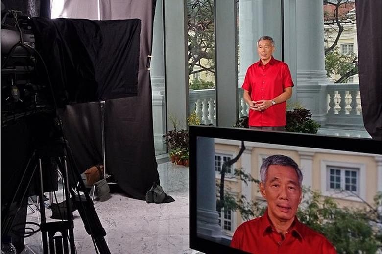A photo posted on PM Lee's Instagram account showing him at the recording of the National Day Message at the Victoria Theatre and Concert Hall. He said he chose the venue as the buildings were the site of significant events in the nation's history.