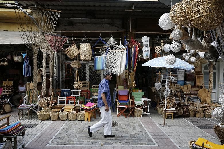 An empty handicrafts store in Thessaloniki, Greece's second-biggest city. Economists cautioned that the country's second-quarter growth figures should be taken with a "grain of salt".