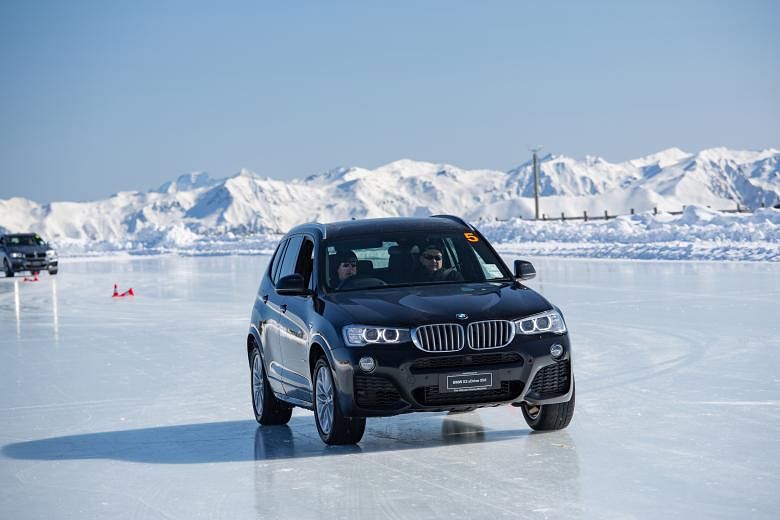 A BMW X6 drifting in snow. Doing slaloms on ice in a BMW X3. The 1,500m-high Southern Hemisphere Proving Ground is an hour's drive from Queenstown or a 10-minute flight by helicopter. A hot lap in a BMW M3 piloted by rally champ and NZ chief driving 