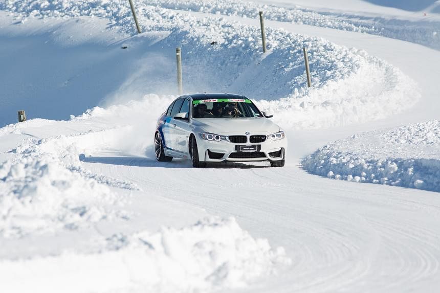A BMW X6 drifting in snow. Doing slaloms on ice in a BMW X3. The 1,500m-high Southern Hemisphere Proving Ground is an hour's drive from Queenstown or a 10-minute flight by helicopter. A hot lap in a BMW M3 piloted by rally champ and NZ chief driving 