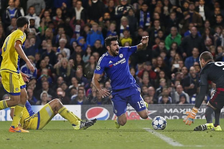 Diego Costa is fouled by Maccabi Tel Aviv's Tal Ben Haim in the box, resulting in a penalty which Oscar scored to put Chelsea up 2-0. Jose Mourinho reshuffled his starting XI after a recent run of poor results.