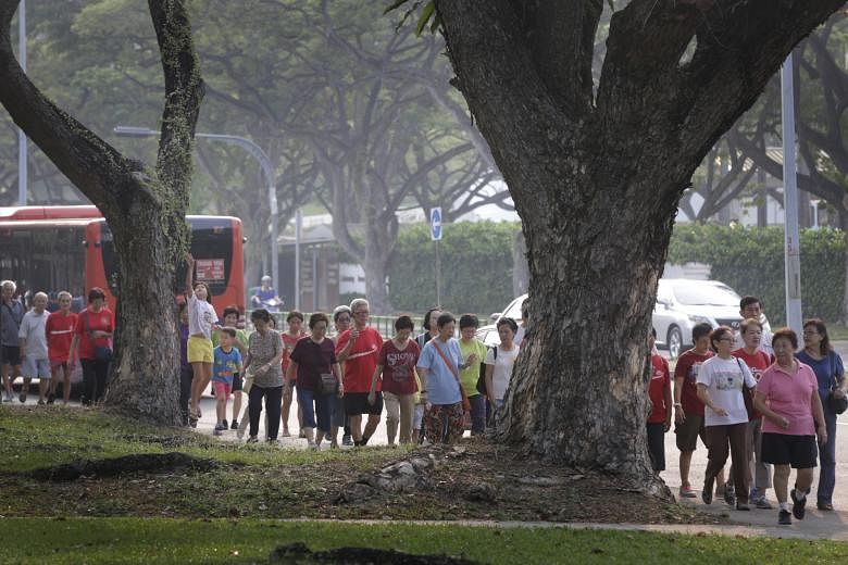More than 1,000 Bedok residents got up early for a 2.5km walk around their area yesterday. The 7.30am event was part of a carnival organised to raise awareness of health issues, including managing chronic conditions through medication and lifestyle c