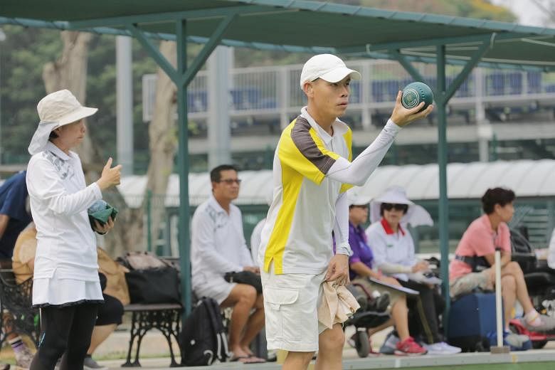 Ahead of December's Asean Para Games in Singapore, national lawn bowlers and their club counterparts sharpened up by competing in the President's Challenge Trophy at the Kallang Green yesterday. Singapore Cricket Club's Melvin Tan (above) claimed the